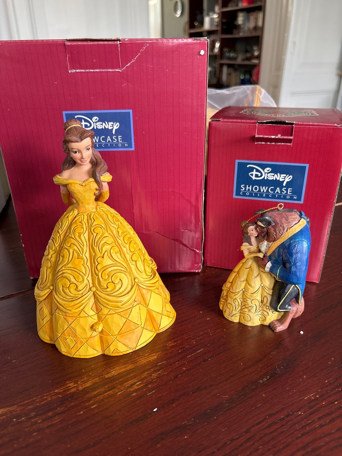 Jim Shore Disney Beeldjes: Belle en het Beest Set, Ophalen of Verzenden, Assepoester of Belle, Zo goed als nieuw, Beeldje of Figuurtje