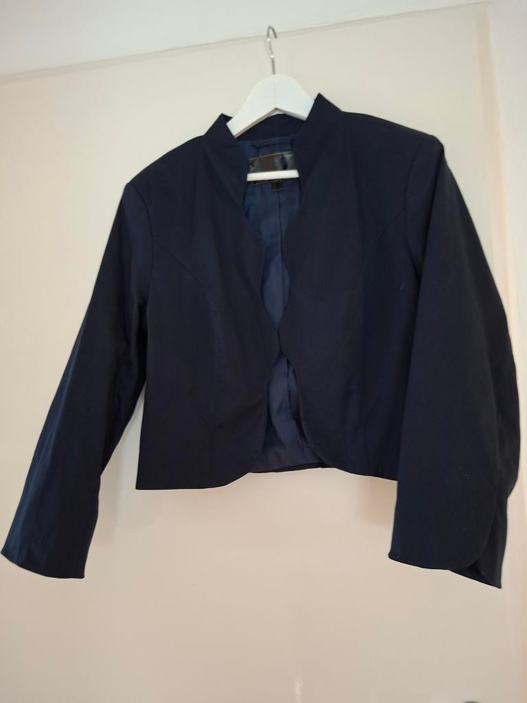 Bolero donkerblauw getailleerd maat M, Ophalen, Zo goed als nieuw, Maat 38/40 (M), Wit