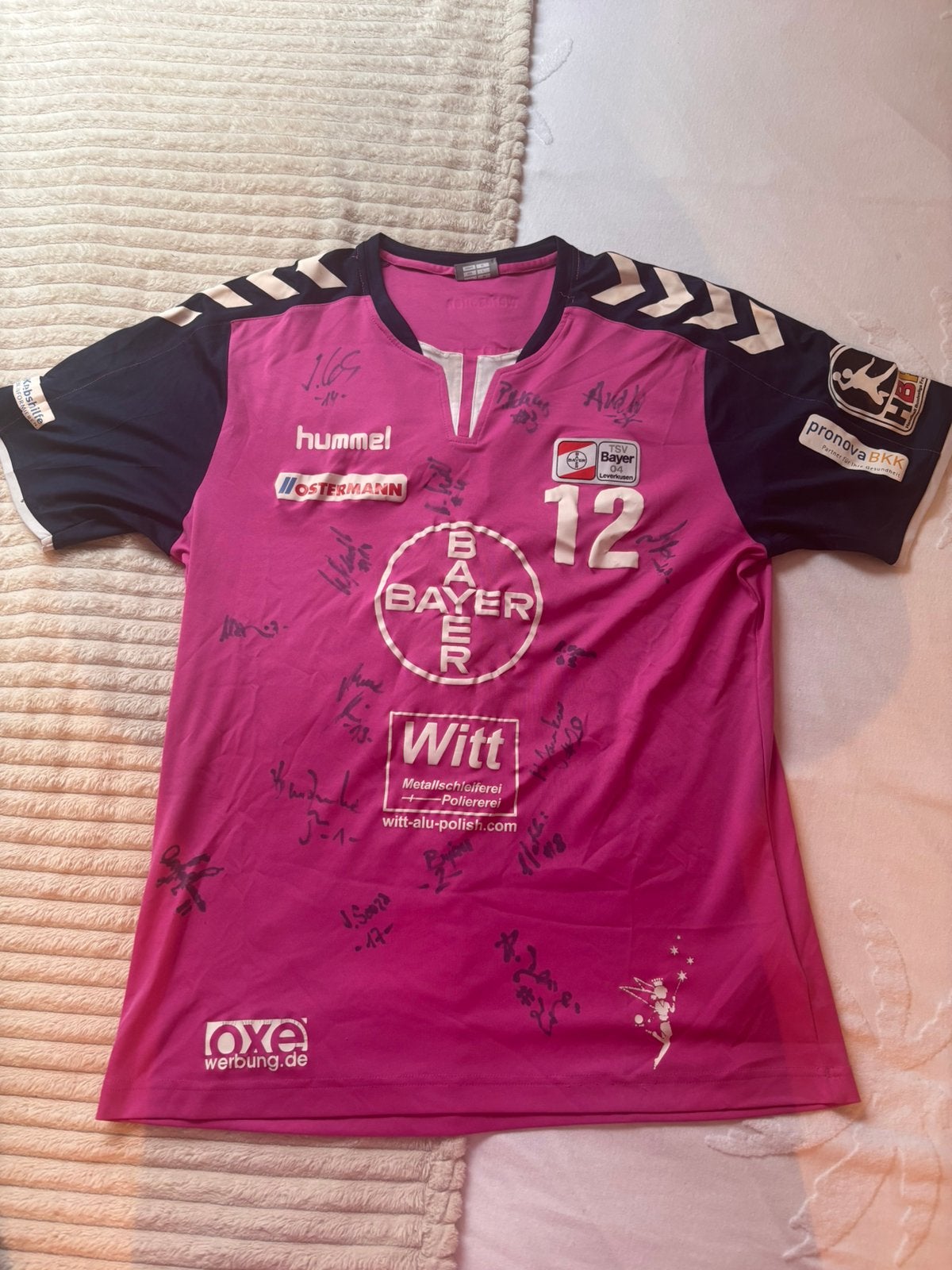 Gesigneerd handbalshirt TSV Bayer 04 Leverkusen, Ophalen of Verzenden, Gebruikt, Buitenlandse clubs, Shirt