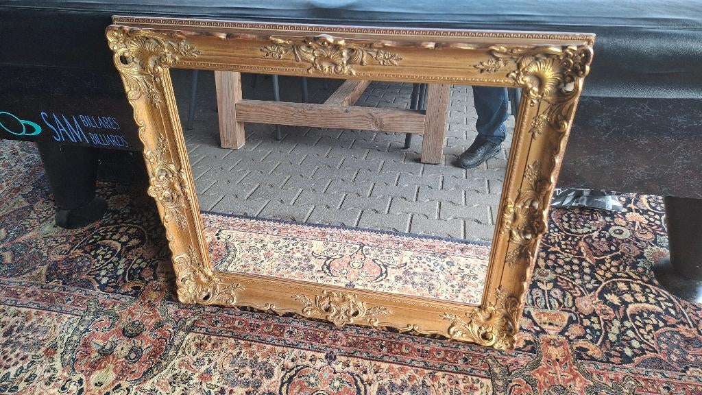Prachtige antieke wandspiegel barok stijl GOUD, Ophalen, Rechthoekig, 50 tot 100 cm, Minder dan 100 cm