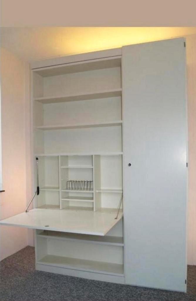 Vintage Interlübke: Opklapbed, bureau en kast in één, Gebruikt, 200 cm of meer, 150 tot 200 cm, Ophalen of Verzenden