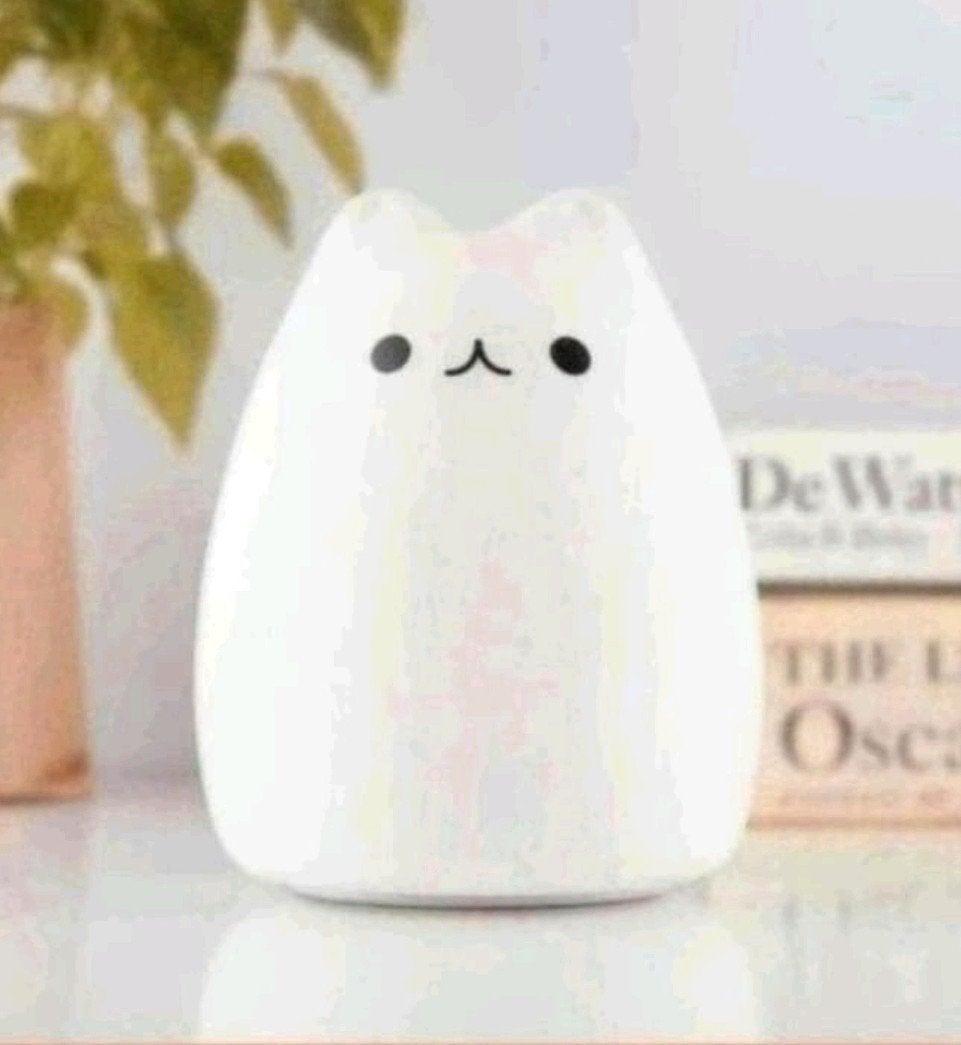 Schattig kat nachtlampje, perfect voor de kinderkamer., Wit, Ophalen of Verzenden, Nieuw, Lamp