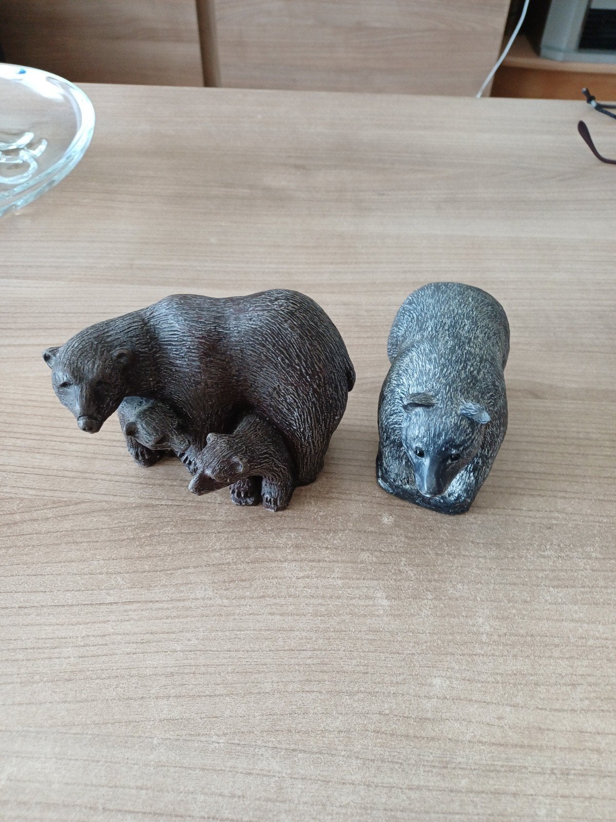 Set van 2 berenbeeldjes: moederbeer m. welpen v.WOLF, Verzamelen, Beelden en Beeldjes, Ophalen of Verzenden, Gebruikt, Dier