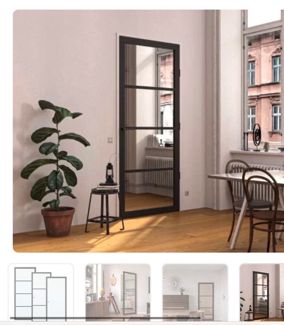Nieuwe Zwarte Stalen Binnendeur met Glas, Doe-het-zelf en Verbouw, Deuren en Horren, Nieuw, Binnendeur, 200 tot 215 cm, 80 tot 100 cm