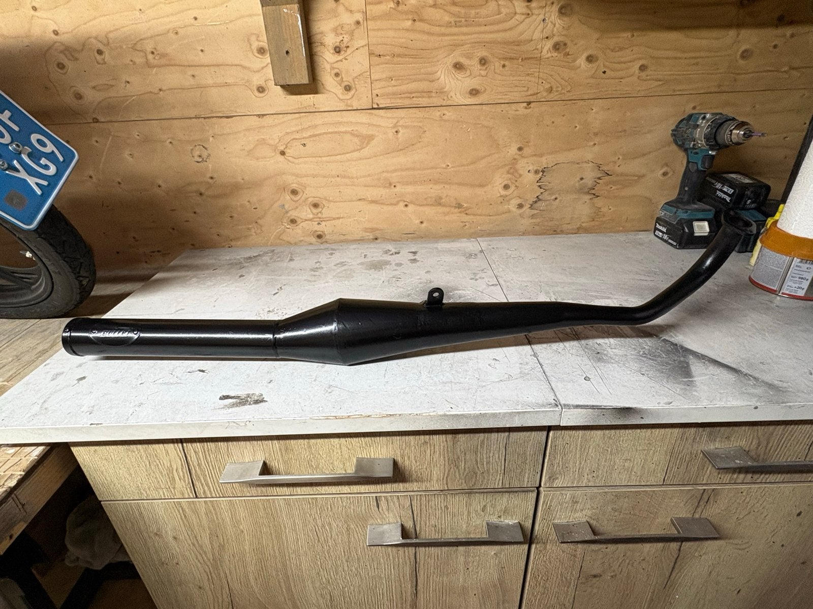 Zwarte bullet evo-1 race uitlaat tomos, Ophalen, Zo goed als nieuw