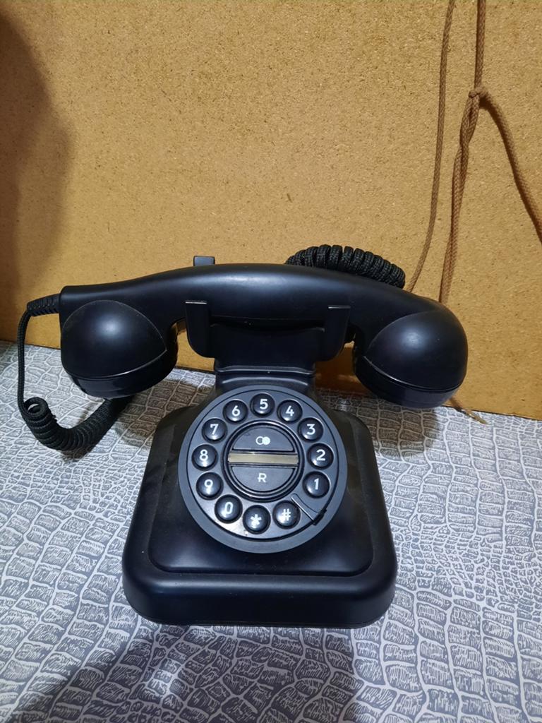 Vintage Zwarte Telefoon met Draaischijf - Retro Design, Ophalen of Verzenden, Gebruikt, Met draaischijf