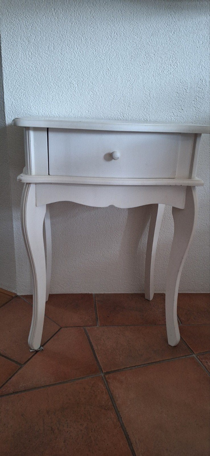 Elegant wit bijzettafeltje met lade, Ophalen, Minder dan 55 cm, Gebruikt, Klassiek, Landelijk