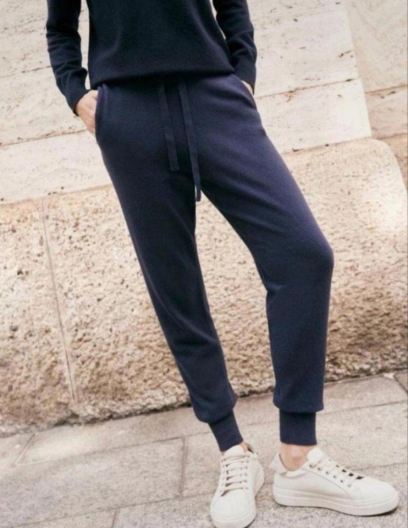 Stefanel zwarte wollen jogger broek met cashmere M L, Maat 38/40 (M), Zwart, Ophalen of Verzenden, Zo goed als nieuw