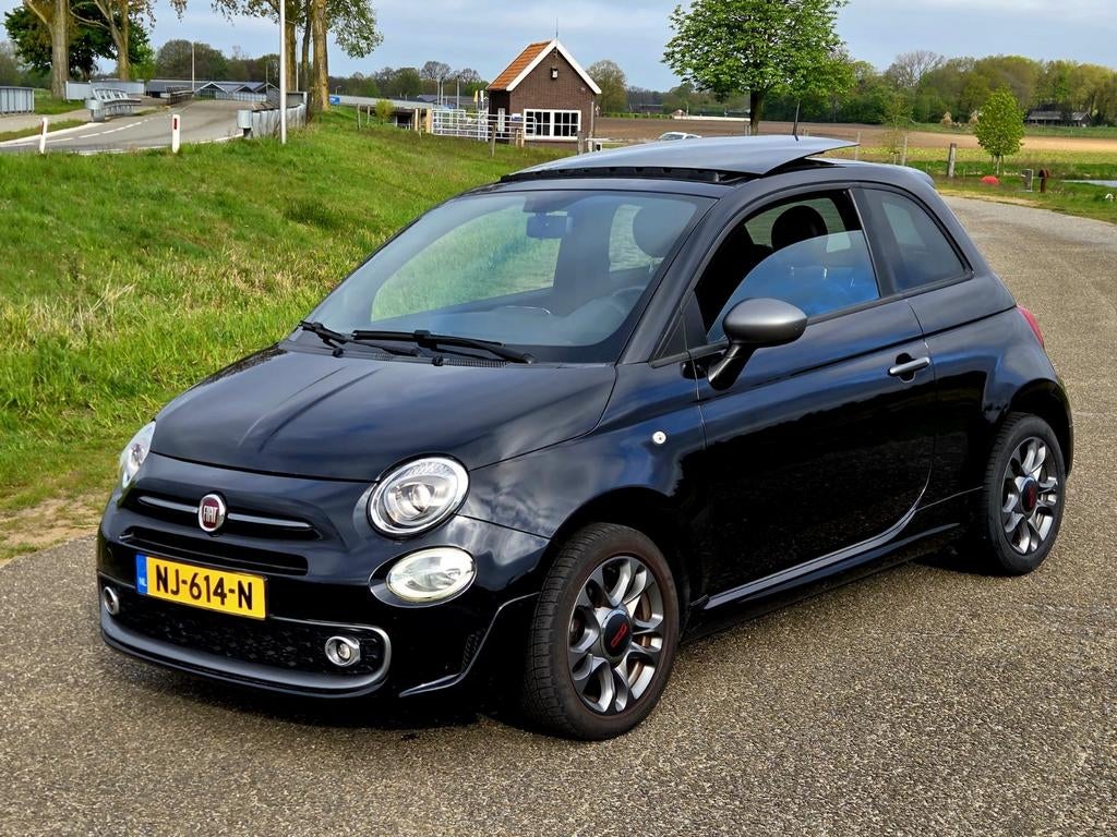 Fiat 500 S 1.2 C 2017 Zwart, Auto's, Fiat, 4 cilinders, 840 kg, Leder en Stof, Zwart