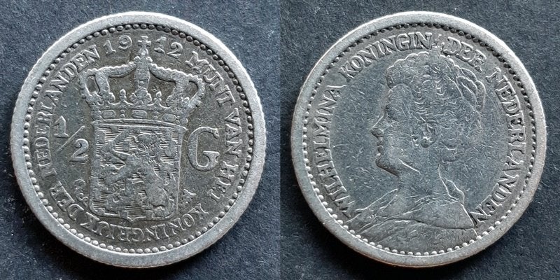 Halve gulden 1912, Verzenden, Koningin Wilhelmina, ½ gulden, Zilver