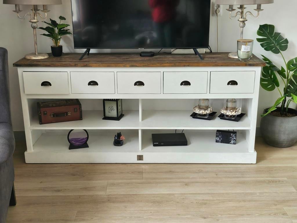 Riviera Maison Dressoir - Gebruikt, Zwaar en Robuust, Huis en Inrichting, Kasten | Dressoirs, Gebruikt, 150 tot 200 cm, 25 tot 50 cm