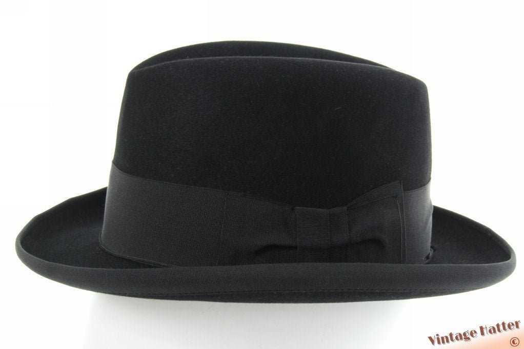 vintage Semi-Homburg hoed Borsalino zwart vilt 56 als nieuw, Borsalino, Hoed, Ophalen of Verzenden, 57 cm (M, 7⅛ inch) of minder
