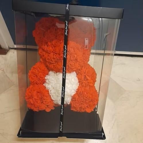 Rozen Beer Rood Met Wit Hart 35 cm In Geschenkdoos Teddybeer, Ophalen of Verzenden, Zo goed als nieuw, Stoffen beer, Overige merken