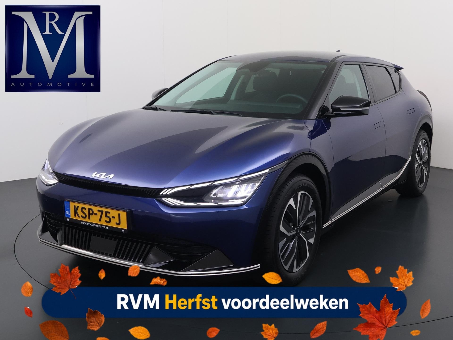 Kia EV6 Light 77.4 kWh VAN: 38.900,- VOOR: 34.877,- UW HERFS, Auto's, Achterwielaandrijving, Gebruikt, Blauw, Leder en Stof