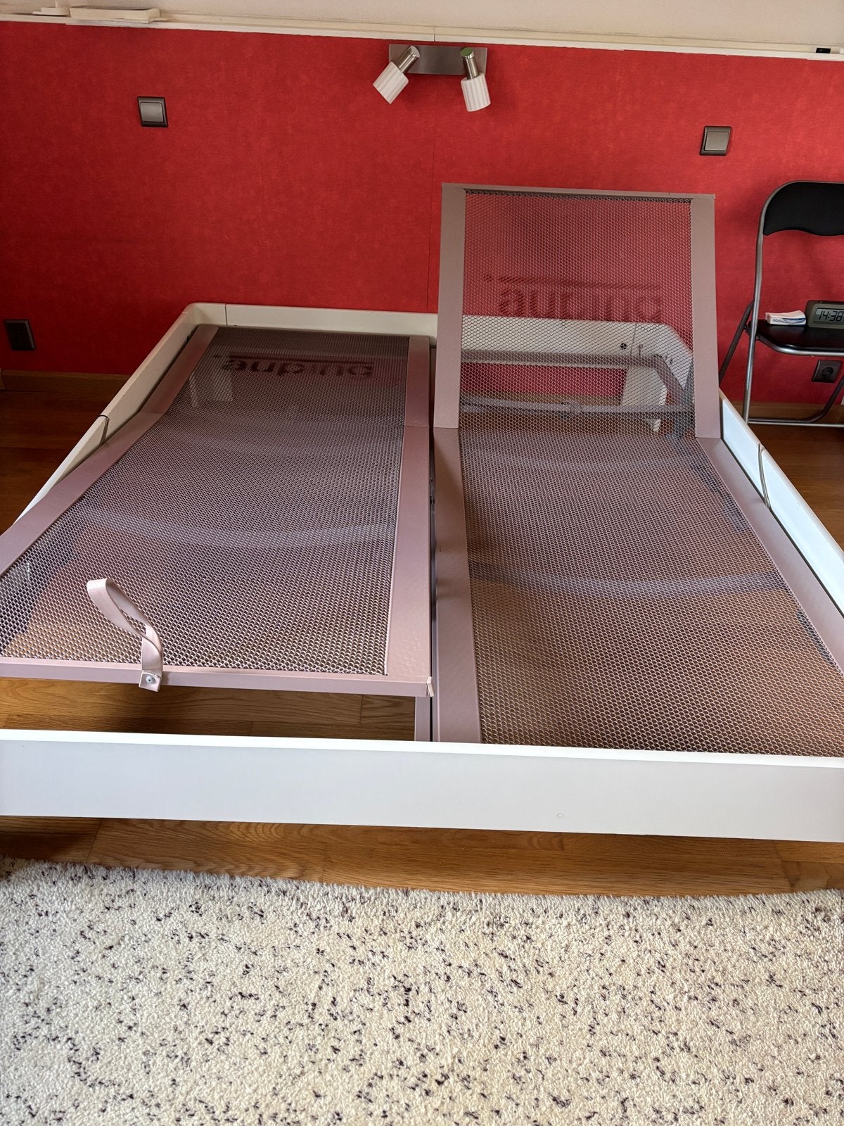 Auping Auronde bed 200x160 met verstelbare spiraalbodems, Ophalen, Wit, Tweepersoons, 200 cm