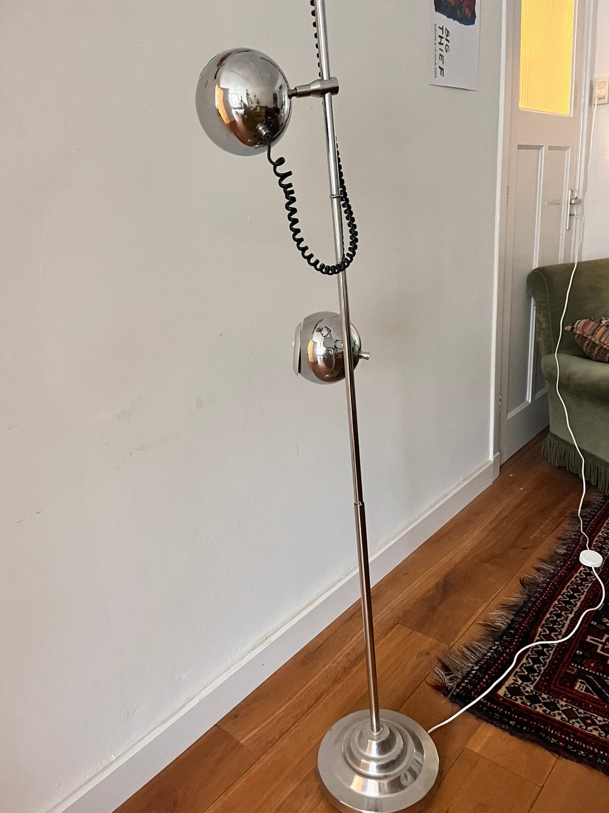 Vintage chromen bollamp, Ophalen, Zo goed als nieuw, Minder dan 100 cm