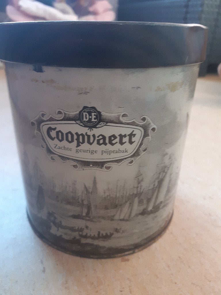 COOPVAERT heel mooi oud rond tabaksblik voor pijptabak, Verzamelen, Ophalen of Verzenden, Gebruikt, Overige, Douwe Egberts