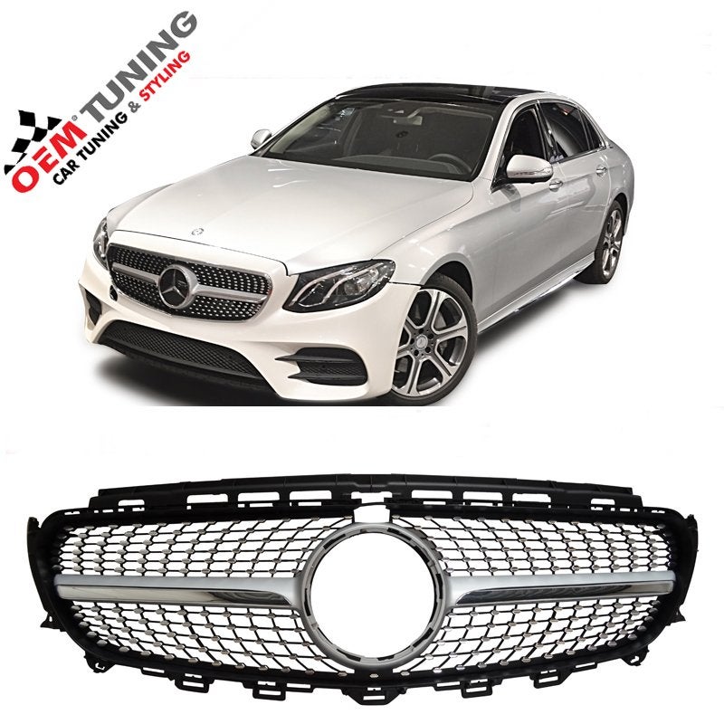 W213 E‑Klasse Grille | Silver Diamond‑stijl 16‑20 Geschikt