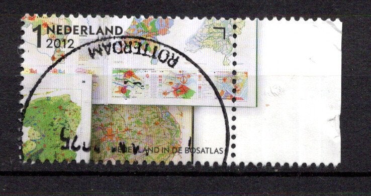 Gestempelde zegel. Jaar 2012: Bosatlas met tab, Ophalen of Verzenden, Na 1940, Gestempeld