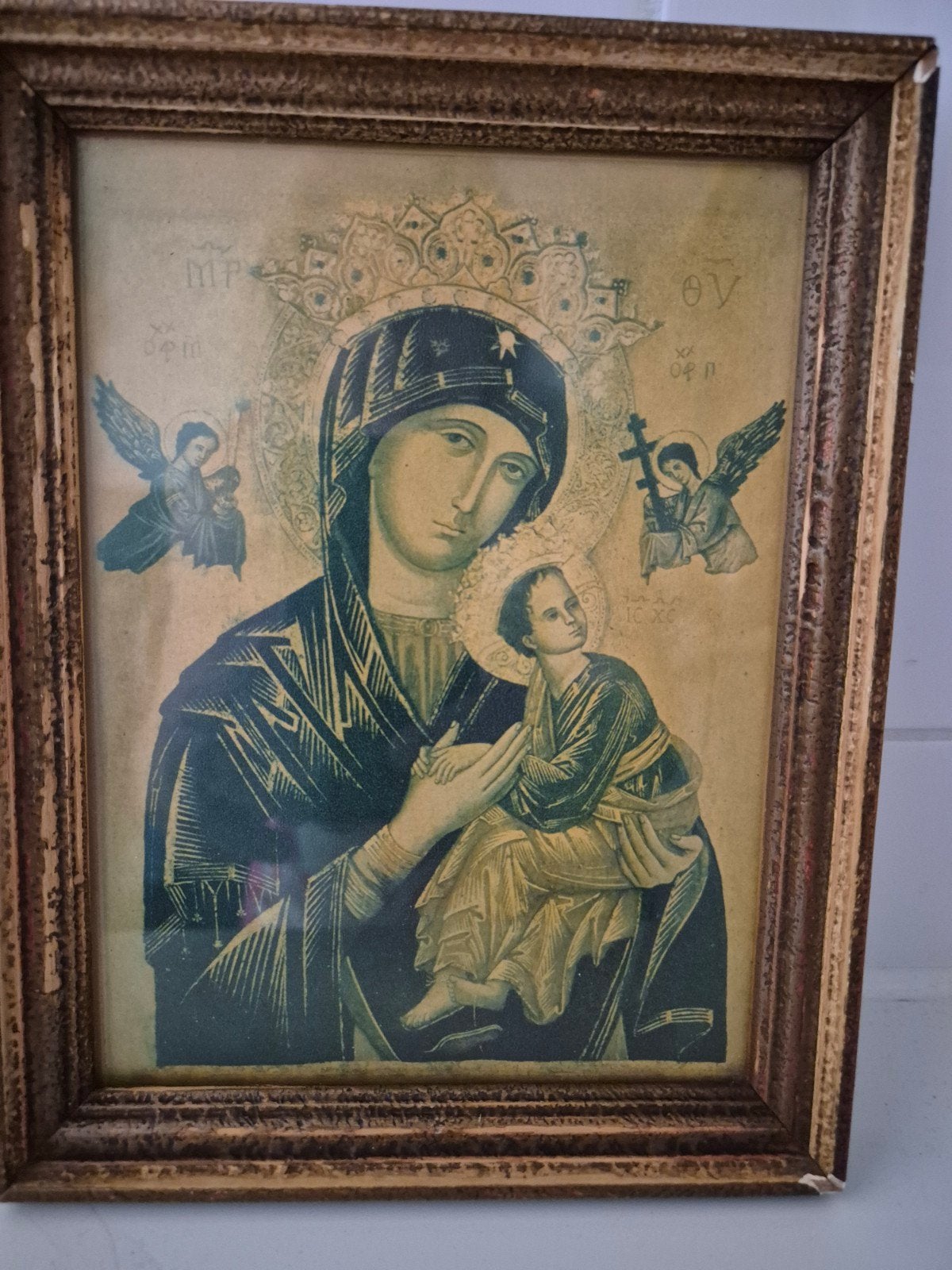 Vintage Byzantijns icoon uit de jaren '40, Ophalen of Verzenden