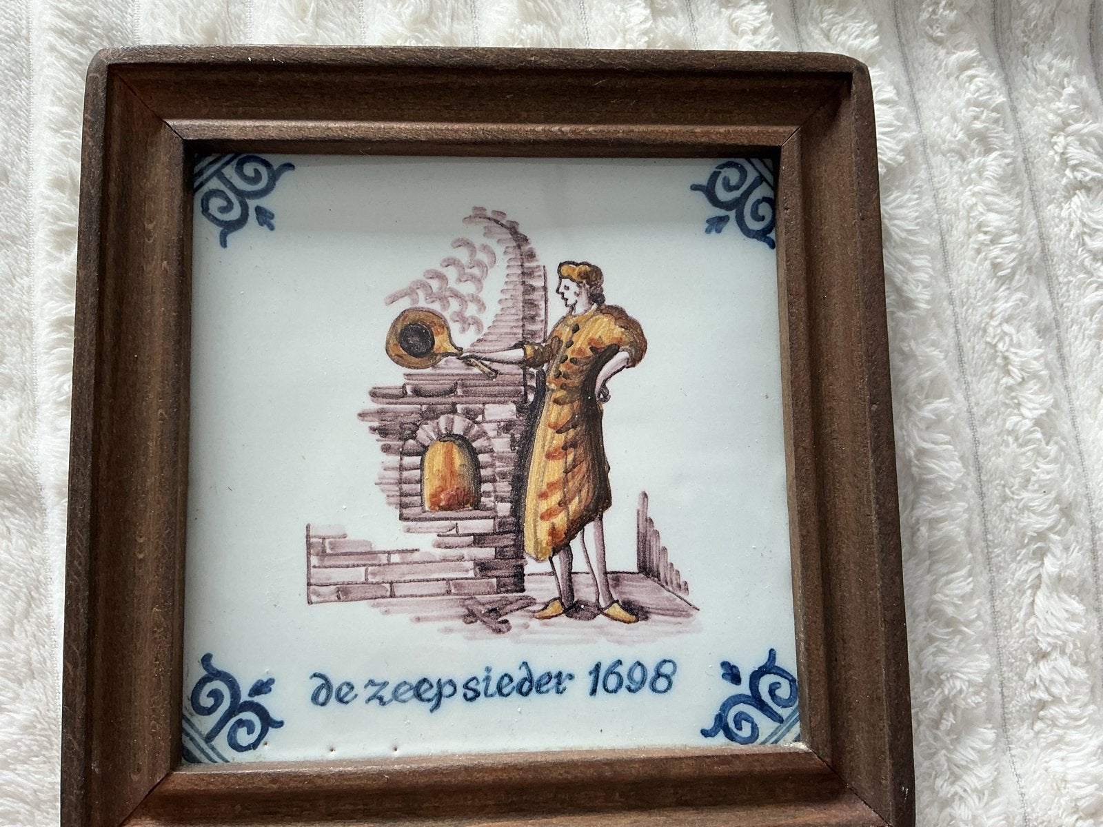 Oudhollandse tegel 'De Zeepsieder 1698' van Makkum, Antiek en Kunst, Antiek | Wandborden en Tegels, Ophalen of Verzenden