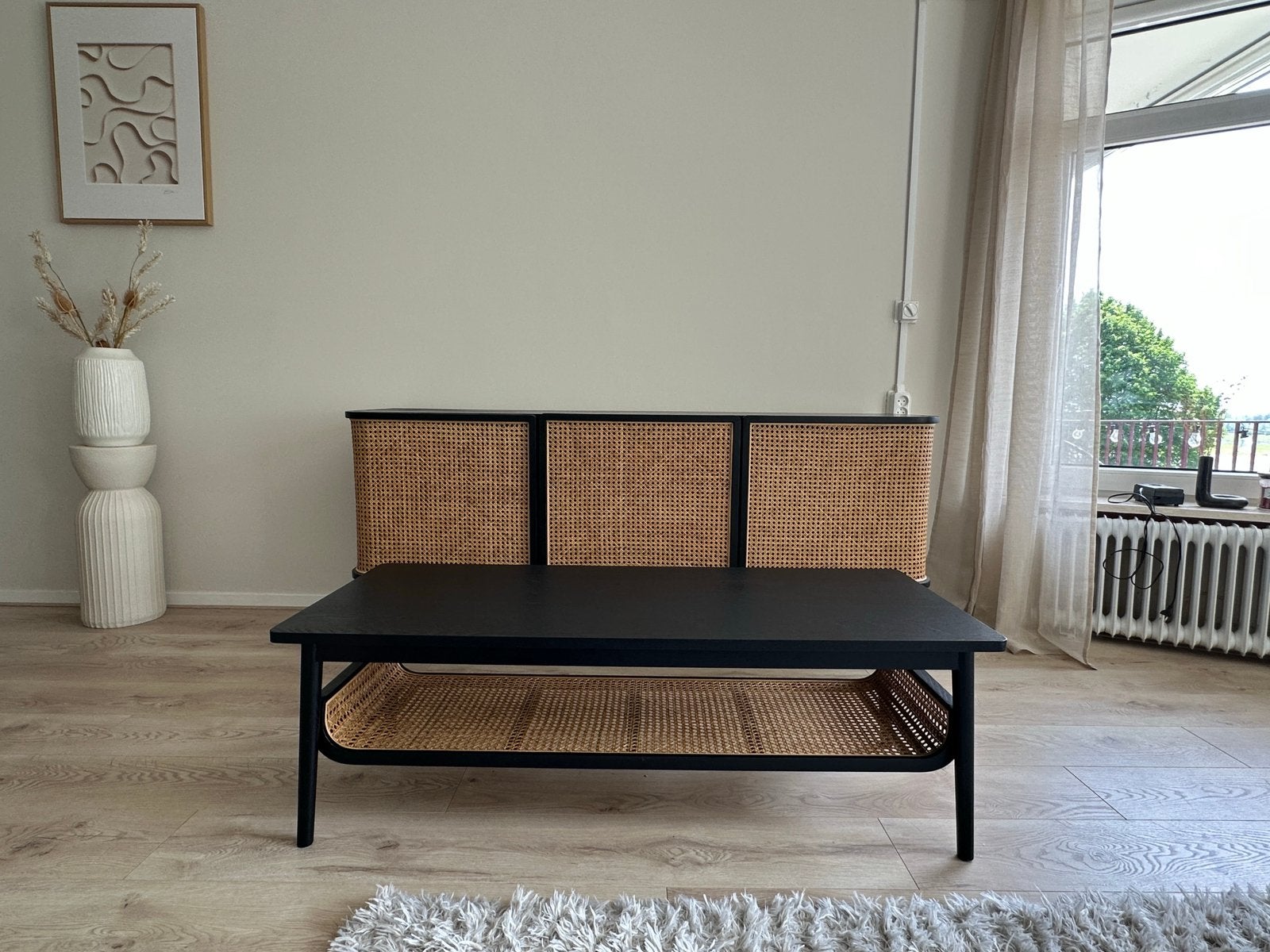 Rotan salon tafel en tv meubel/dressoires kast, Ophalen