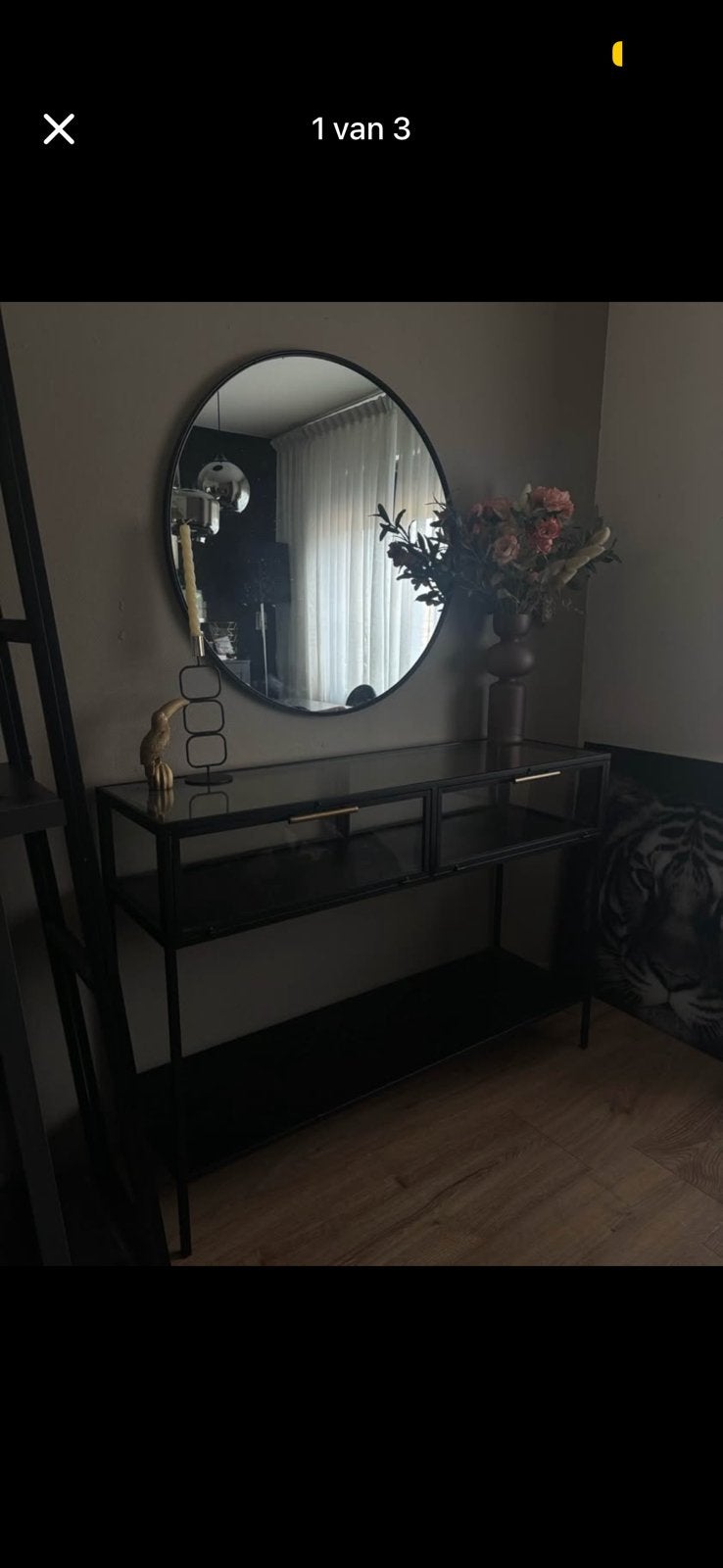 Side table vitrine riverdale, Ophalen, Zo goed als nieuw, 100 tot 150 cm, Minder dan 100 cm