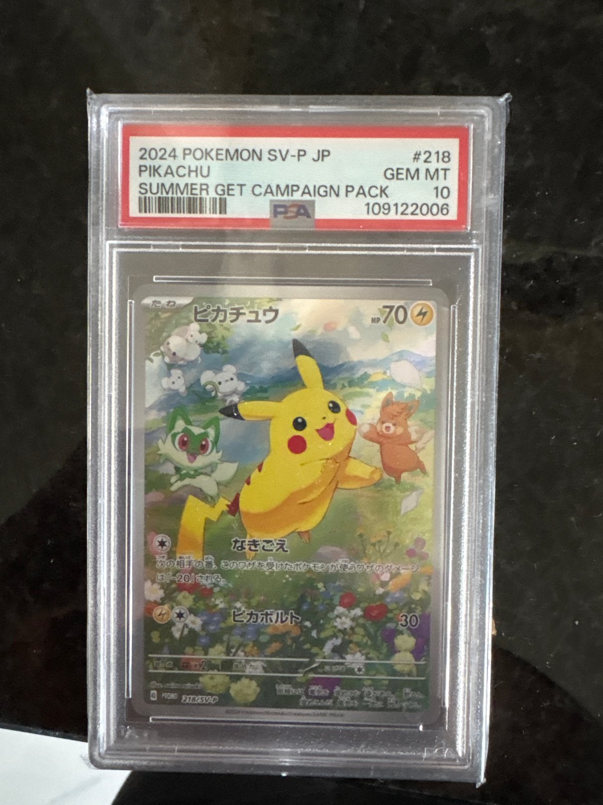 2024 Pokemon SV-P JP Pikachu #218 PSA 10 GEM MT, Ophalen of Verzenden, Nieuw, Losse kaart