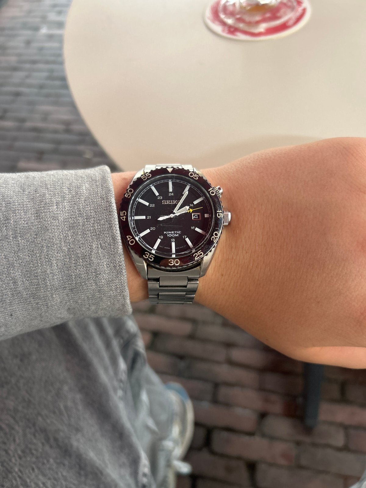 Seiko Kinetic horloge - Kleine schade, vervangbaar, Ophalen, Seiko, Gebruikt, Staal