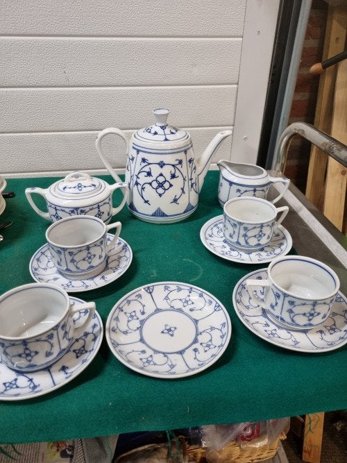 theeservies jager blauw wit vintage, Ophalen of Verzenden, 'T Olde Gre-j, Info@toldegrej.nl, Endepoelstraat 20f Didam