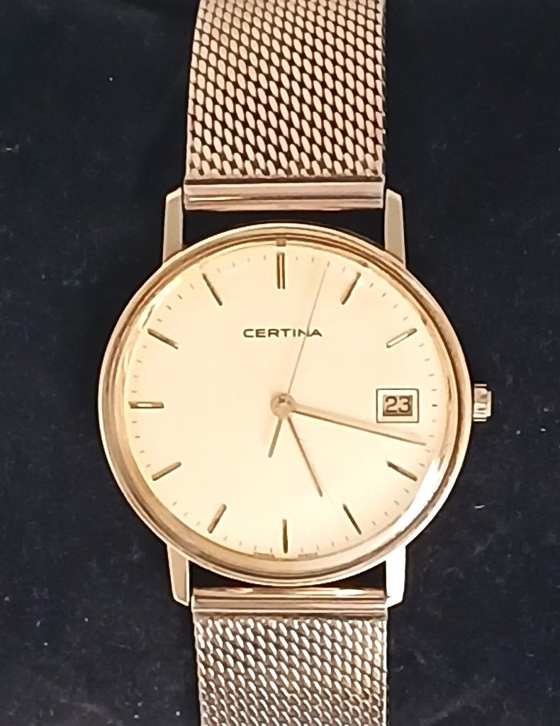 Certina Dresswatch 14 karaat geel goud polshorloge., Sieraden, Tassen en Uiterlijk, Horloges | Heren, Overige merken, Staal, Gebruikt