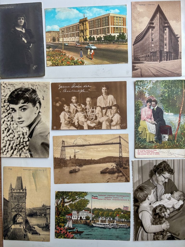 Partij antieke ansichtkaarten (220+ stuks / vóór 1945), Ophalen of Verzenden, 1940 tot 1960, Gelopen, Overig Europa