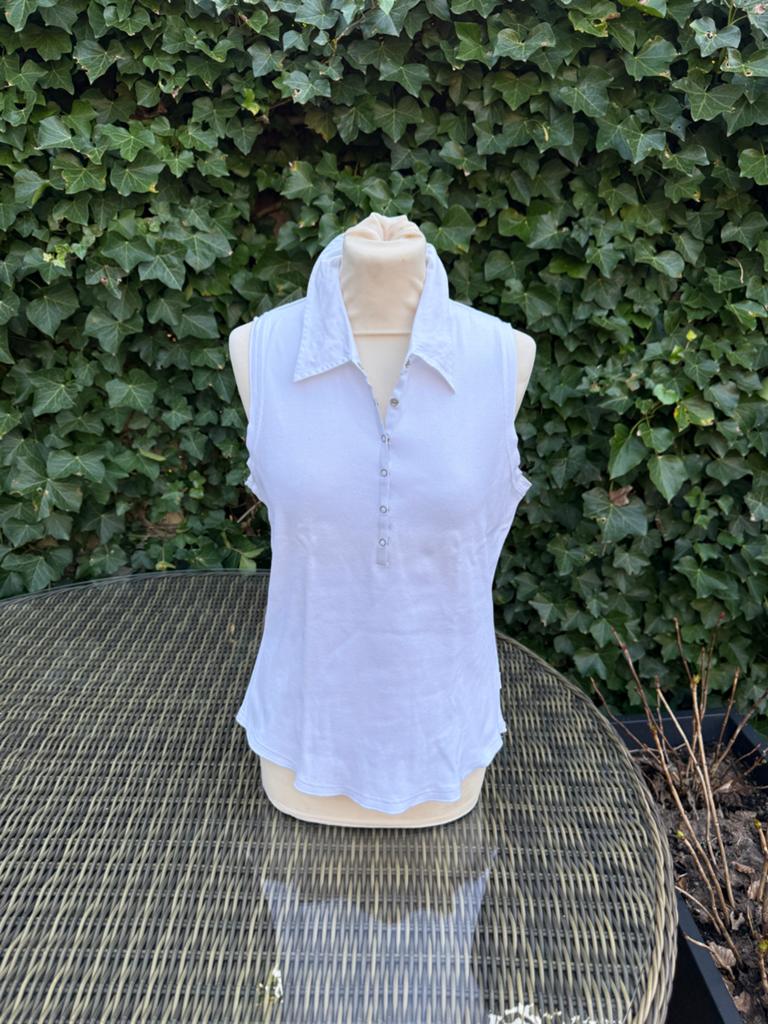 Sandwich mouwloze polo top | wit | maat XXL, Wit, Maat 46/48 (XL) of groter, Ophalen of Verzenden, Zo goed als nieuw