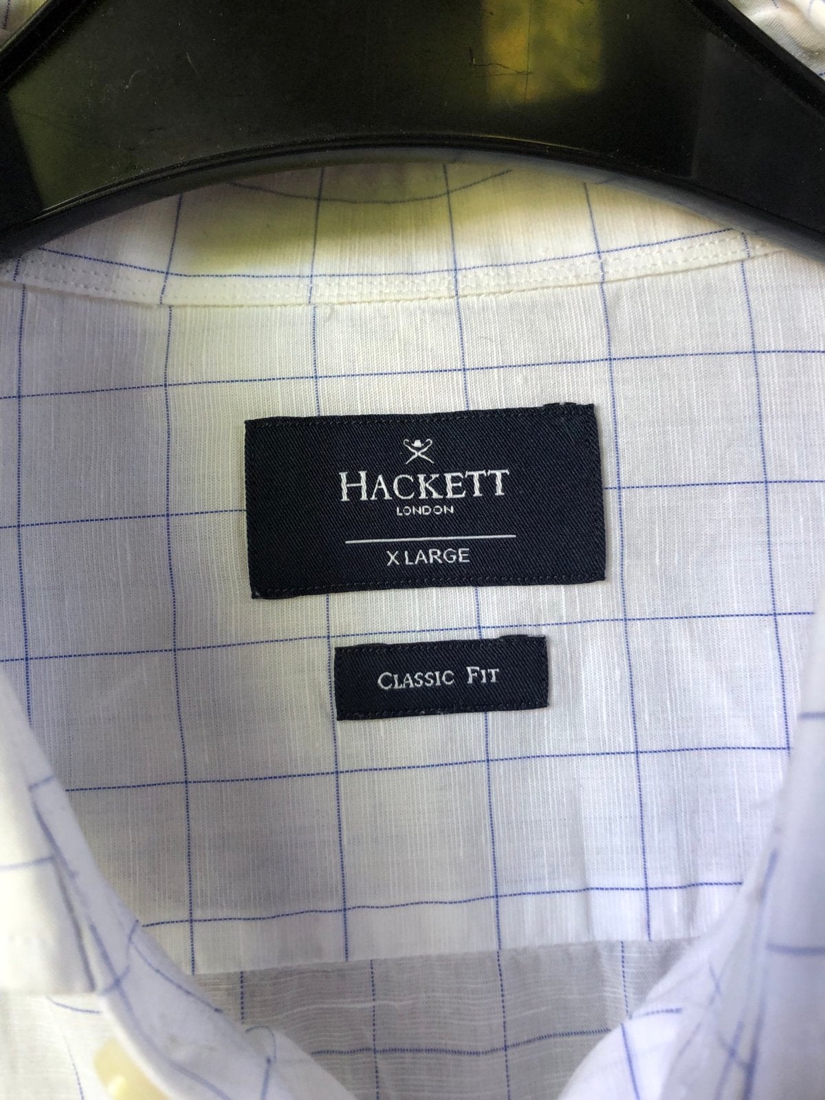 ZGAN Hackett London overhemd XL  ruit Katoen/ Linnen, Ophalen of Verzenden, Zo goed als nieuw, Wit, Halswijdte 43/44 (XL)