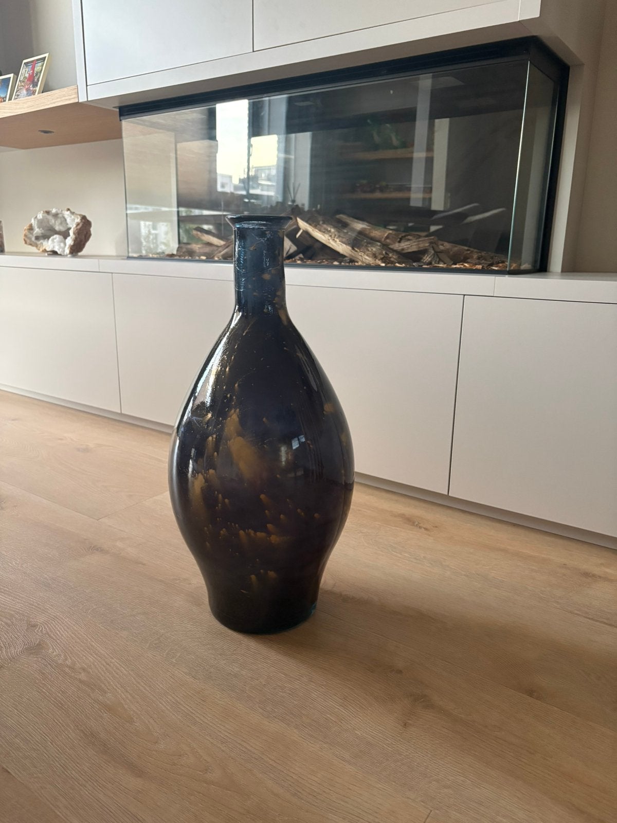 Grote vaas zwart met goud, Ophalen, Zwart, 60 cm, Glas