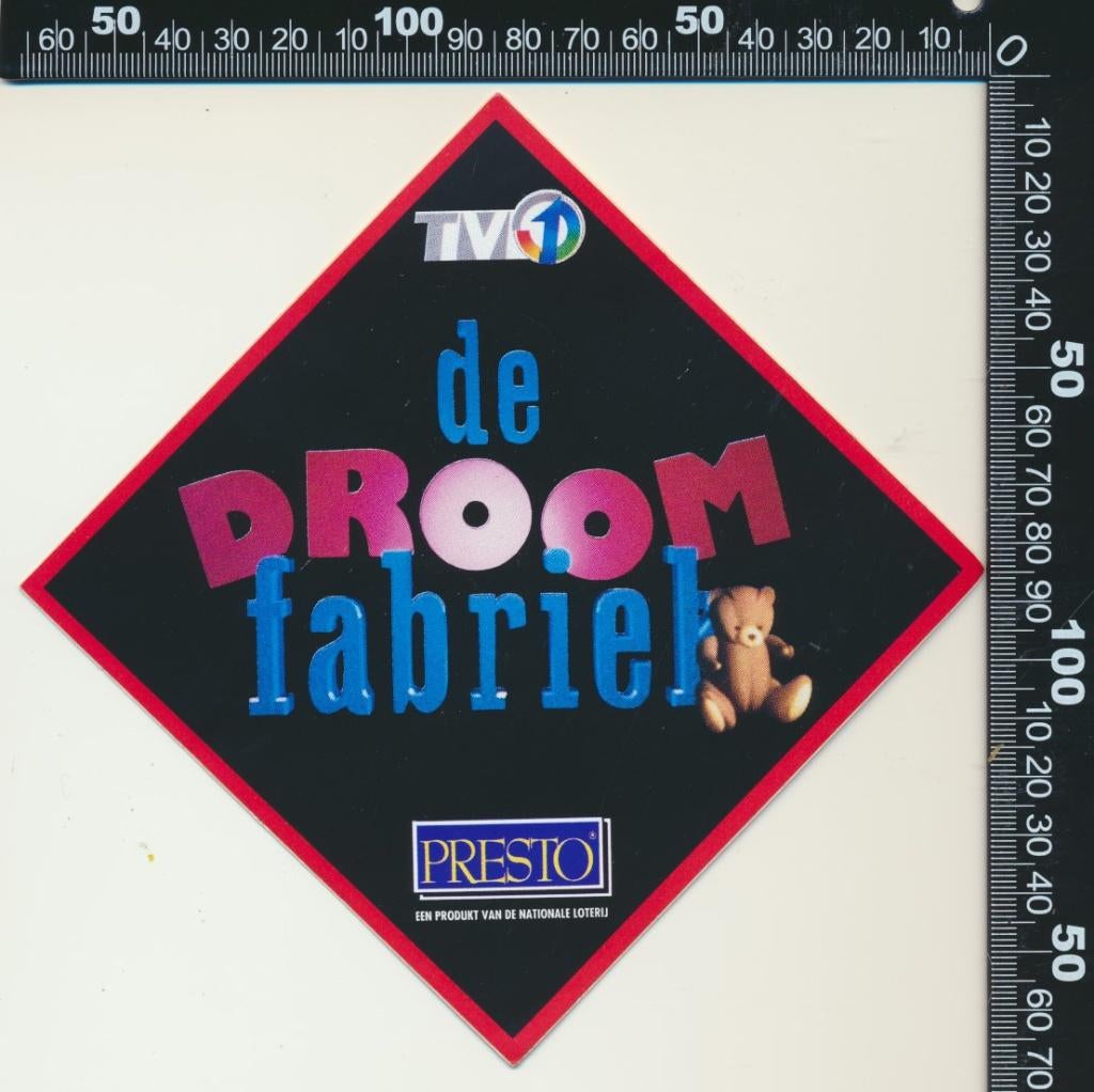 Sticker: TV1 - De Droomfabriek, Ophalen of Verzenden, Zo goed als nieuw, Film, Tv of Omroep