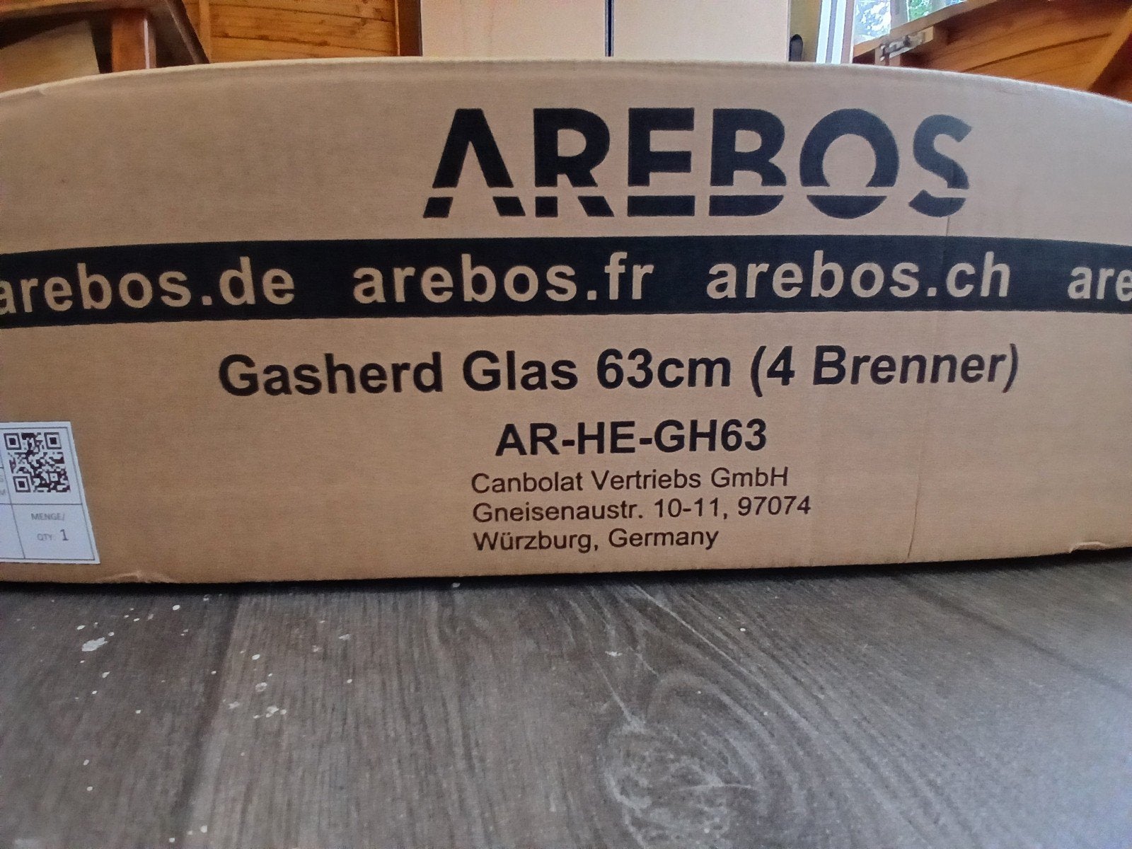 AREBOS Gasfornuis Glas 63cm (4 branders), Minder dan 85 cm, 60 cm of meer, Nieuw, Inbouw