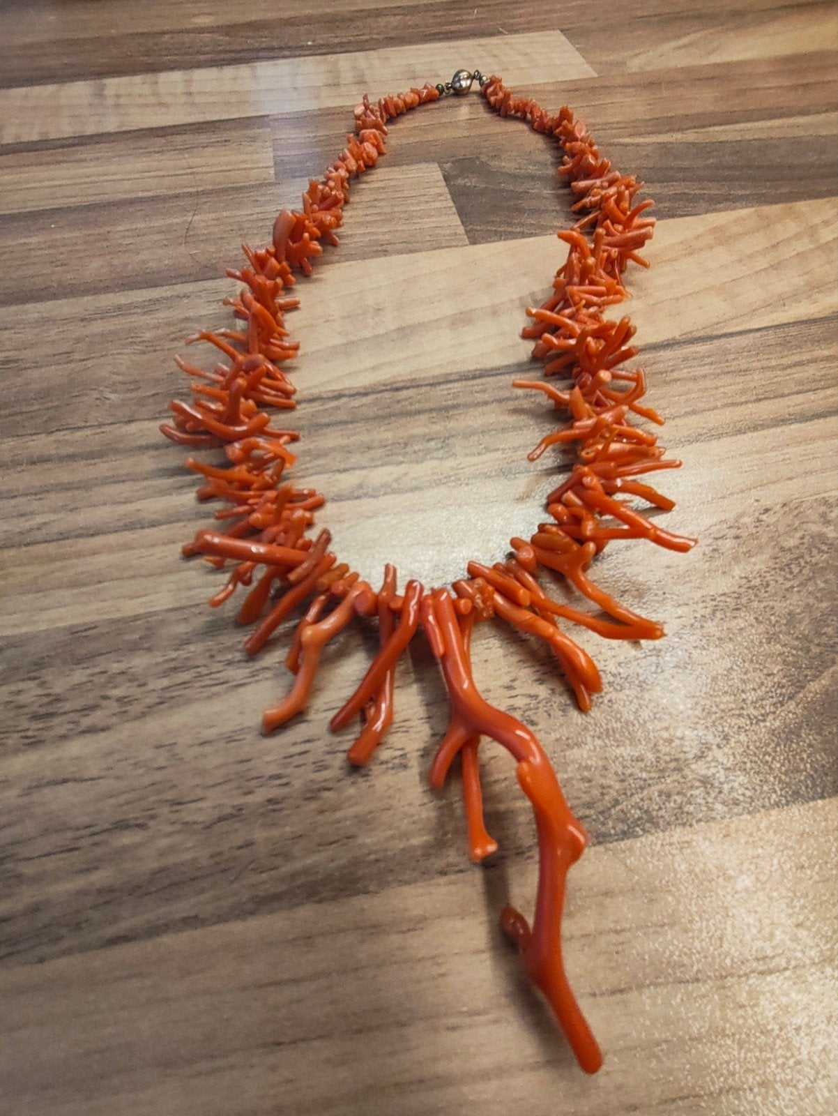 Vintage bloedkoralen ketting, Ophalen, Gebruikt, Oranje, Steen of Mineraal