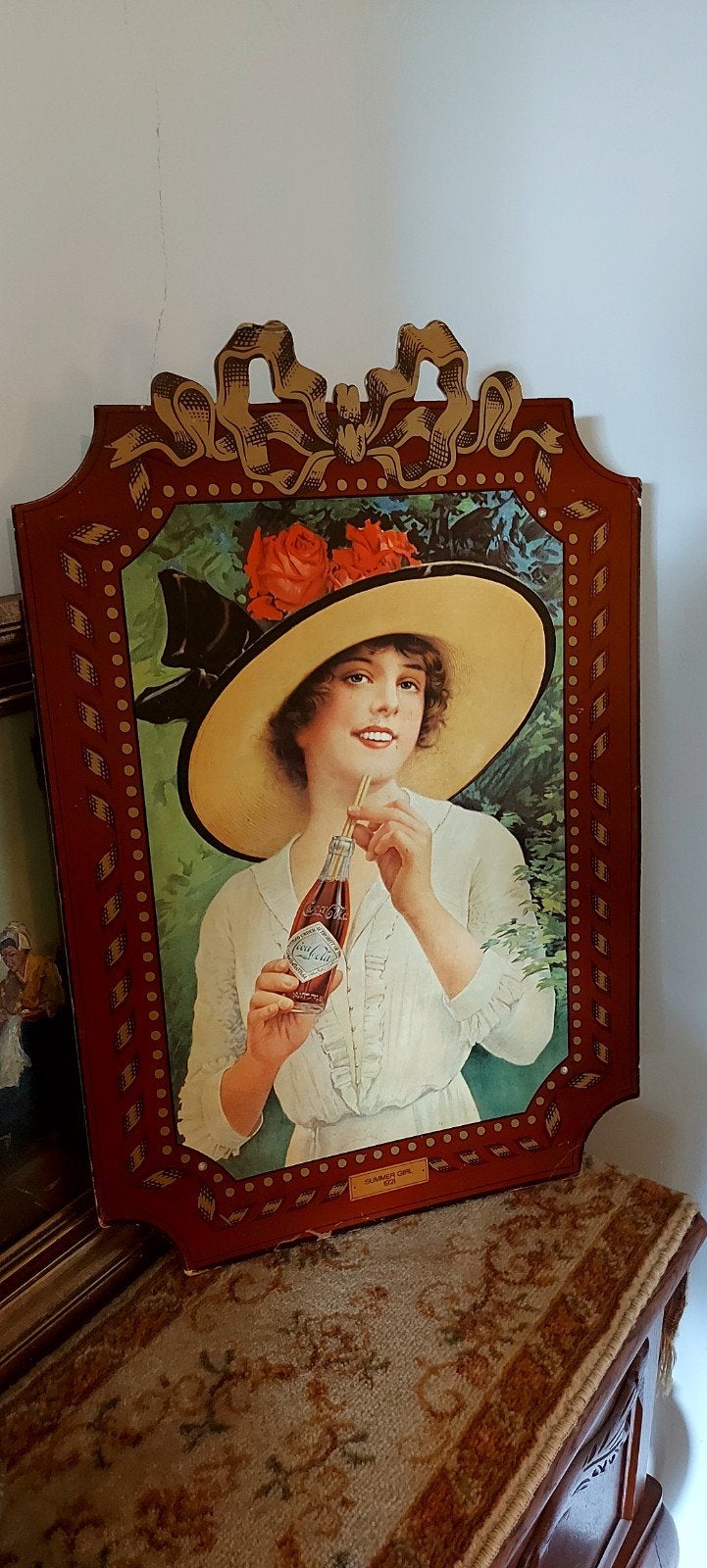 Mooie! oude Coca-Cola reclame summergirl 1921 uit oud cafe, Ophalen of Verzenden