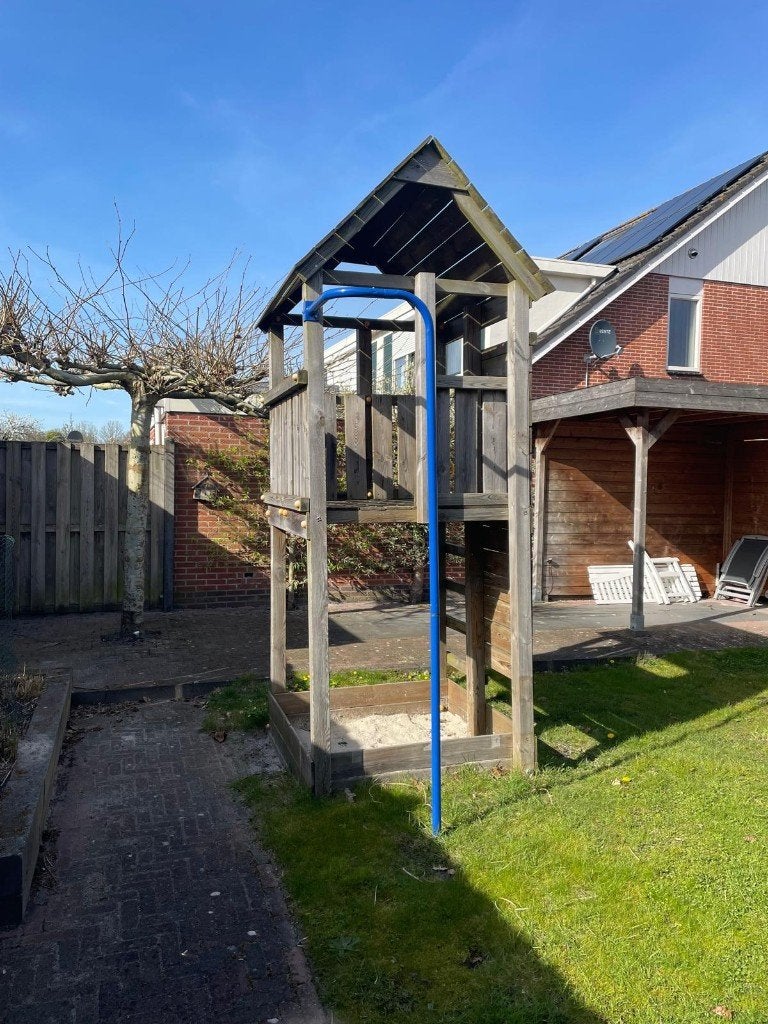Houten speeltoestel met o.a. zandbak., Kinderen en Baby's, Speelgoed | Buiten | Speeltoestellen, Ophalen, Gebruikt, Zandbak