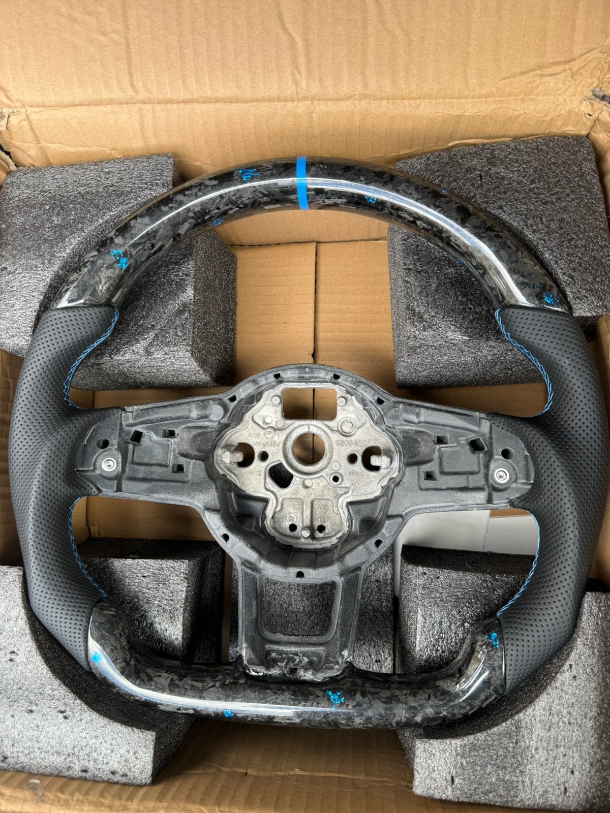 Custom carbon stuur met blauwe flakes, Ophalen of Verzenden, Nieuw, Volkswagen