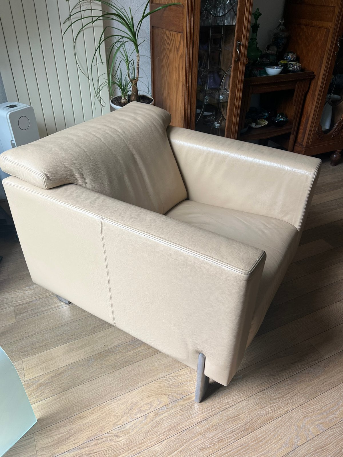 Leren geel beige leren Fauteuil. Heerlijk zitcomfort!, Ophalen, Overige kleuren, Leer, Zo goed als nieuw