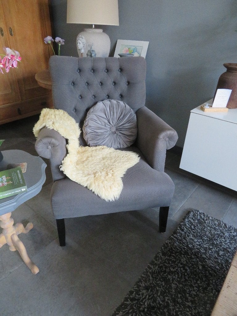 Landelijke grijze fauteuil, Ophalen, Gebruikt, 75 tot 100 cm, Landelijk