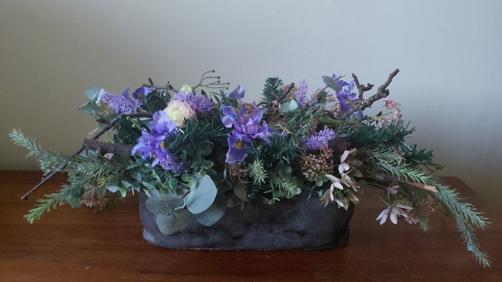 bloemstukje met kunstbloemen, Huis en Inrichting, Ophalen, Gebruikt, Inclusief kunstbloemen, Bloemstuk