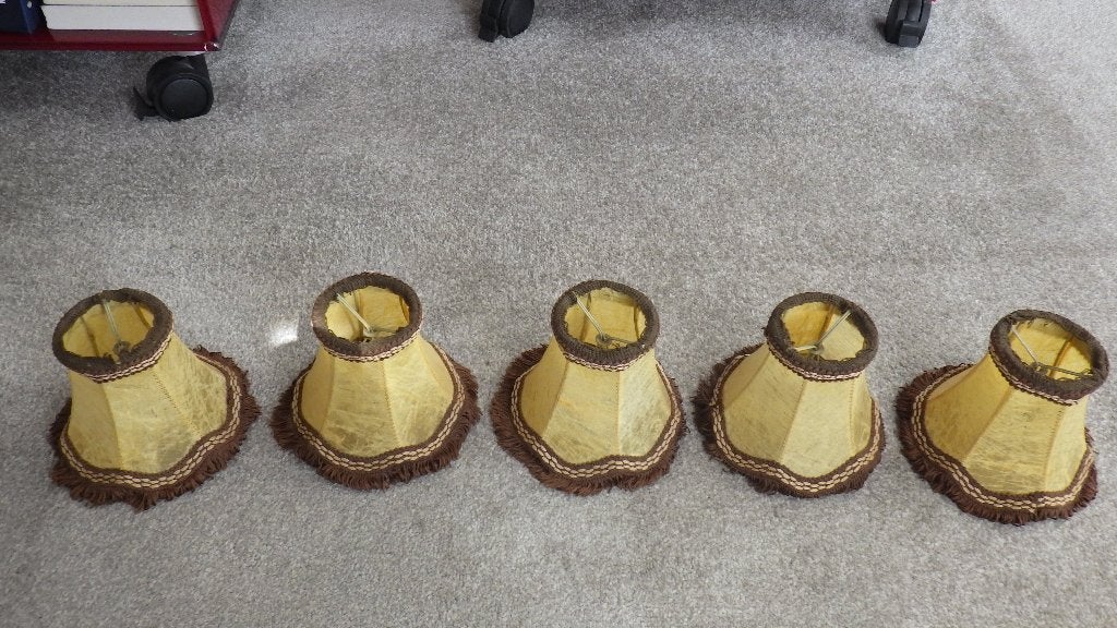 5 vintage lampenkapjes, Gebruikt, Rond, Ophalen of Verzenden, Overige materialen