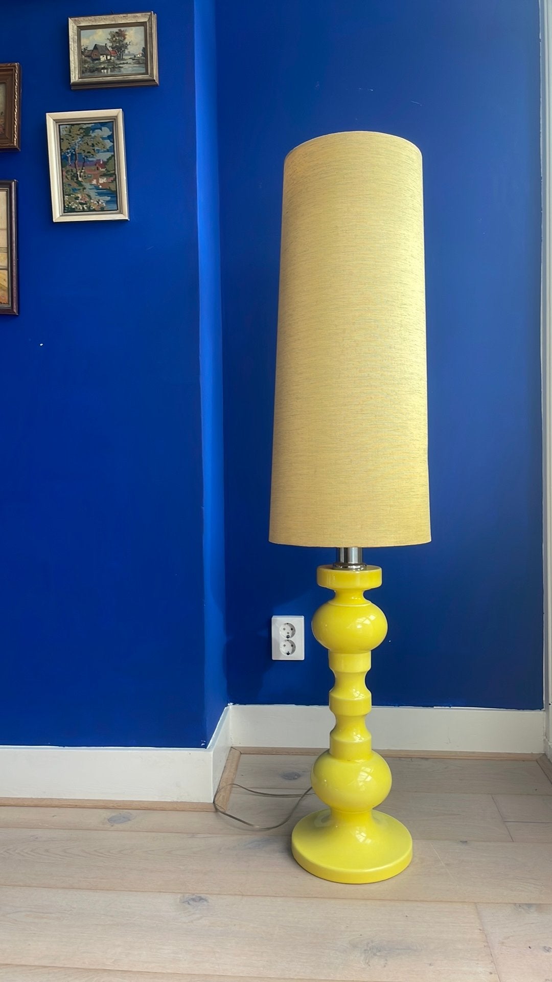 Lamp geel staand vintage Waechtersbach West Germany, Ophalen, Gebruikt, Textiel, 150 tot 200 cm
