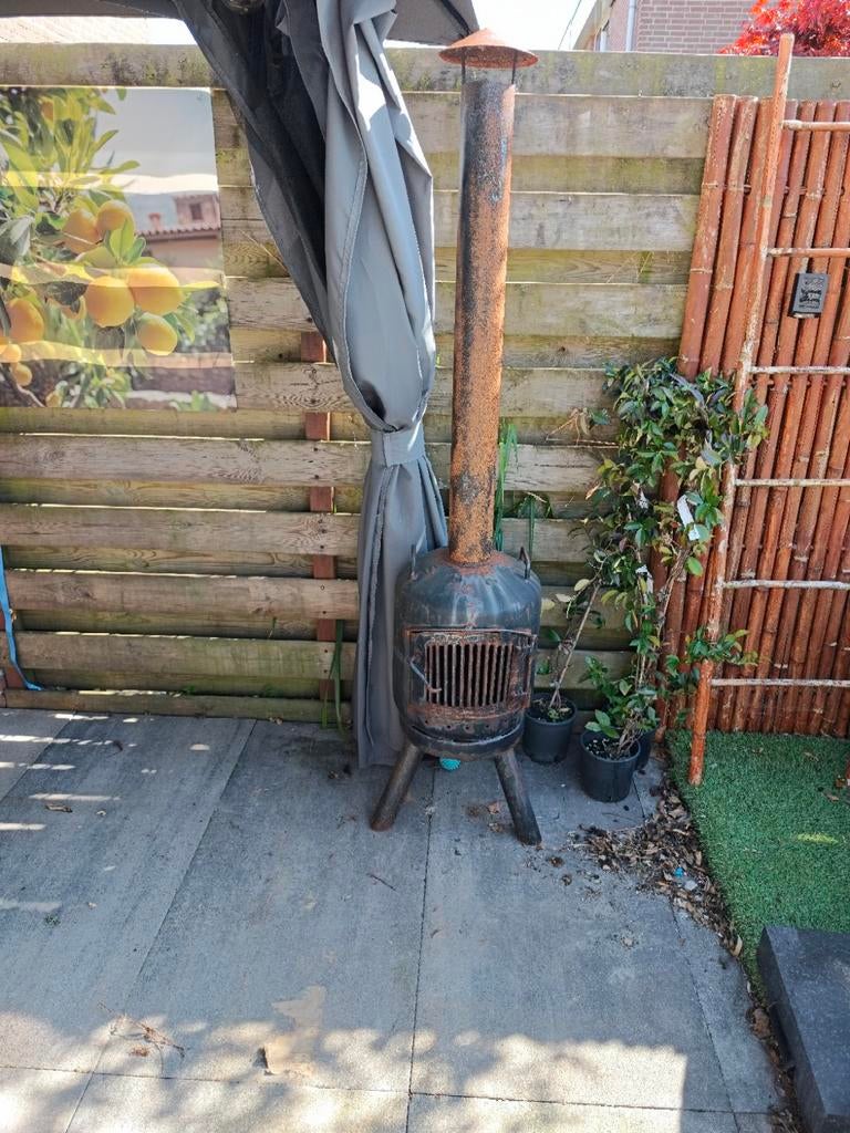 Terraskachel model gasfles met afsluitbare deur, 1.95m hoog, Tuin en Terras, Terrasverwarmers, Gebruikt, Gas, Vloer, Ophalen
