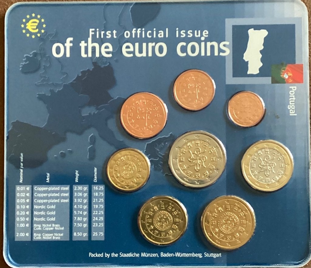 De eerste officiële euromunten set uit Portugal, Ophalen of Verzenden, Portugal, Overige waardes, Setje
