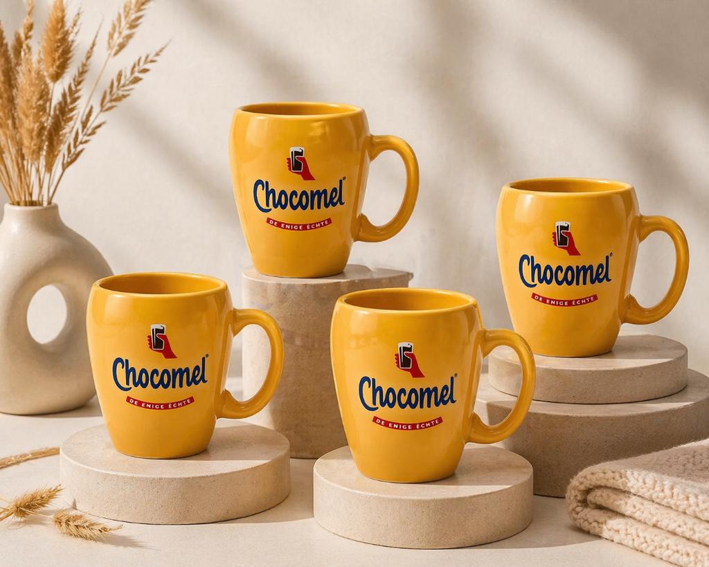 4 x chocomel mokken, Nieuw, Ophalen of Verzenden, Overige stijlen, Kop(pen) en/of Schotel(s)