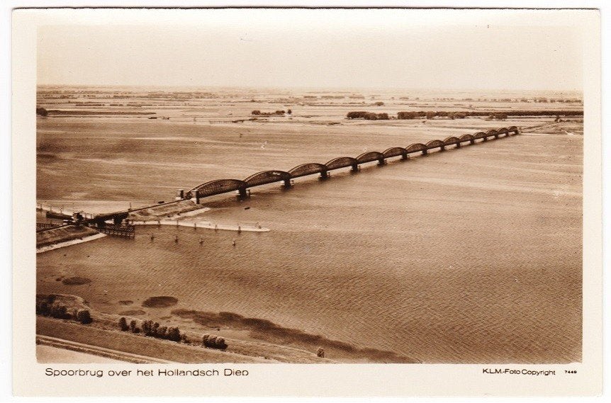 Moerdijk - Spoorbrug over het Hollandsch Diep, Verzamelen, Verzenden, 1940 tot 1960, Ongelopen, Noord-Brabant